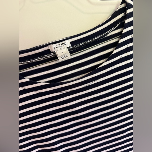 J Crew Blue and White Stripe Breton Preppy Shirt Dress Ruffle Sleeve size Small - Picture 3 of 4